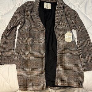 Altar'd State Black and Brown Plaid Blazer